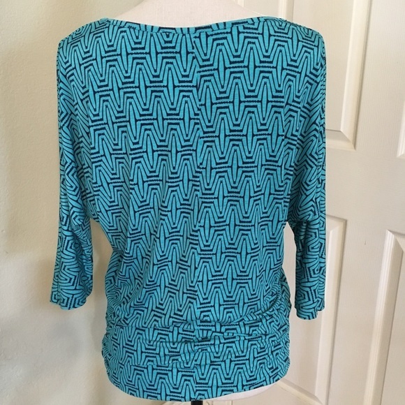 41Hawthorn - NWT - Teal Green Berneen Geometric Pattern Dolman Knit Top - Sz M - Picture 2 of 8